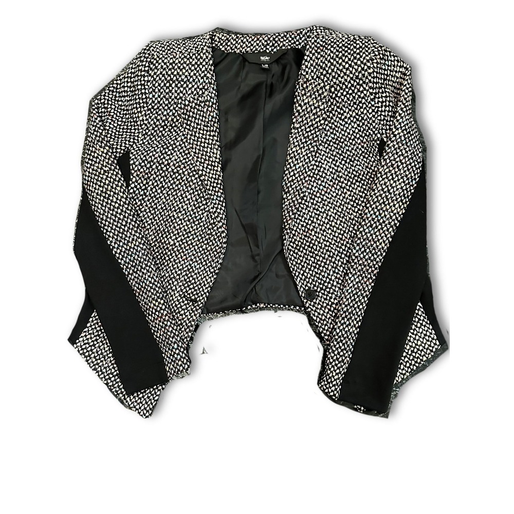 Rare 90's Mossimo Womens Multi Color Tweed Blazer Jacket Contrast Panels Sz L